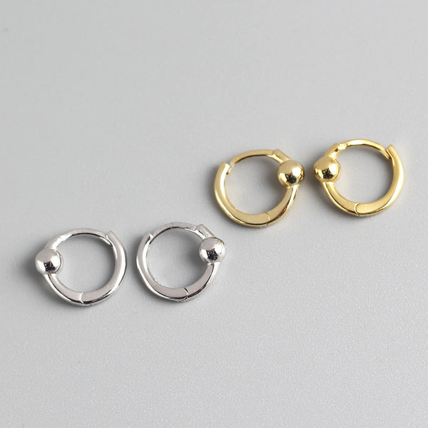 925 Sterling Silver Minimalist Round Silver Electroplating Stud Earrings