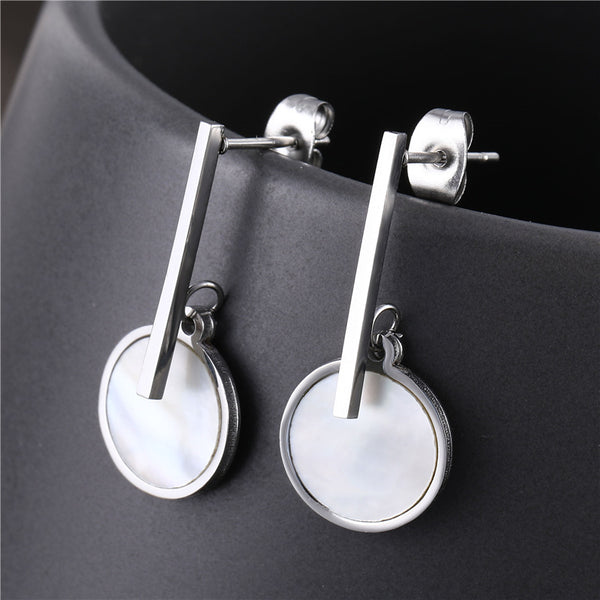 Unisex Fashion Round Titanium Steel Electroplating Earrings