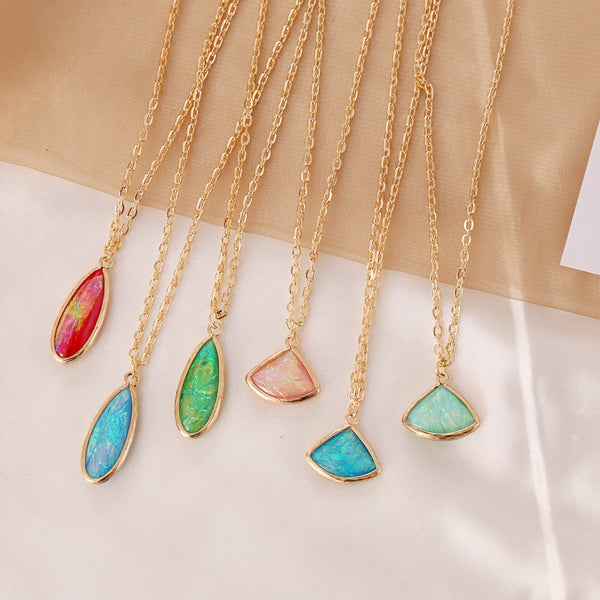 Cartoon Leaf Gemstone Electroplating Necklaces