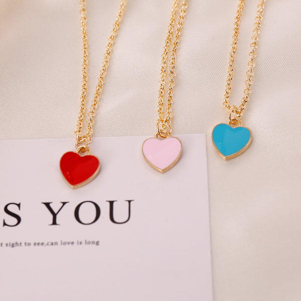 Fashion Heart Alloy Oil Dripping Necklaces