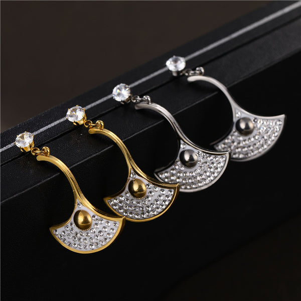 Men Fan-Shape Titanium Steel Earrings