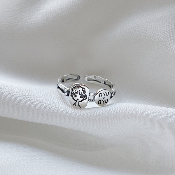 925 Sterling Silver Women Korean Heart Silver Silver Plating Rings