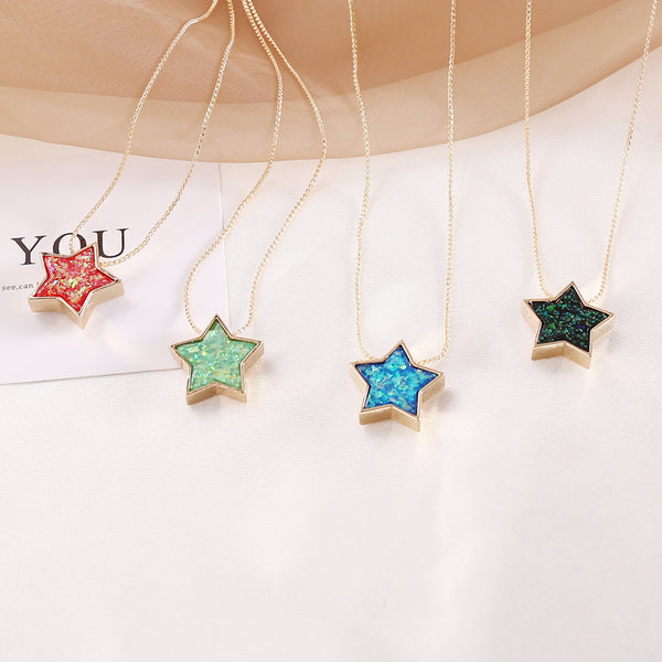 Women Star Pentagram Alloy Electroplating Necklaces