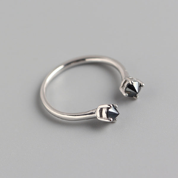 925 Sterling Silver Minimalist Women Geometric Silver Zircon Inlay Rings