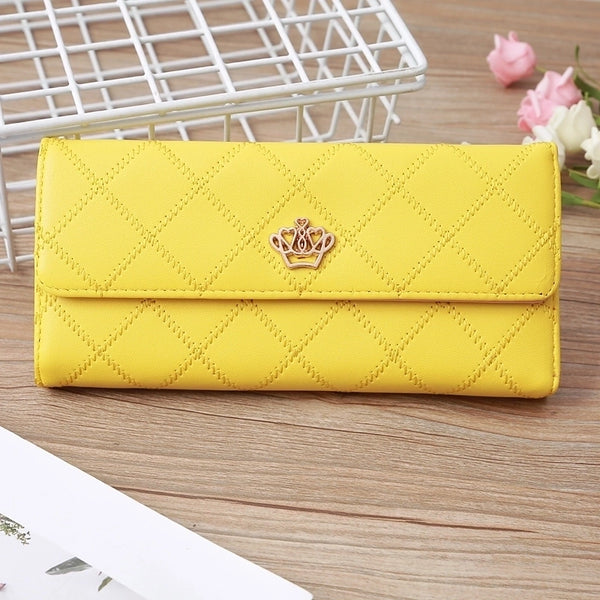 Korean Candy-colored Embroidery Thread Crown Tri-fold Women's Wallet Clutch Bag Card Bag