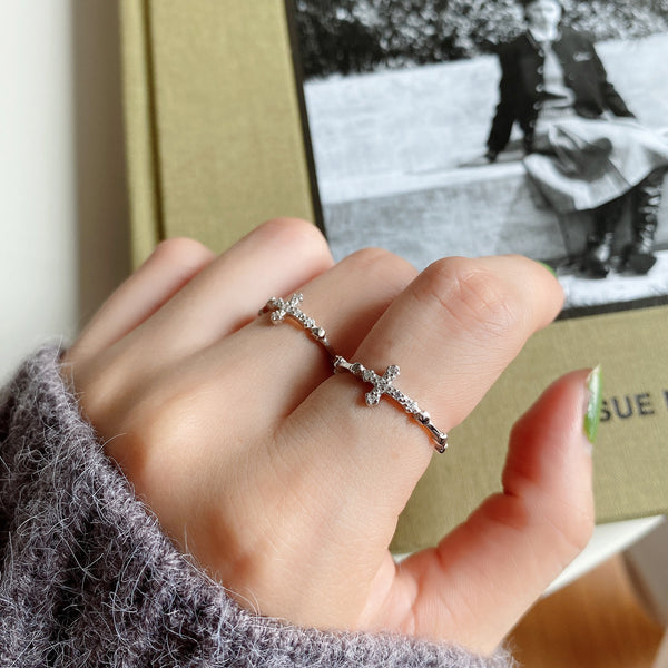 Women IG Style Cross Heart Silver Silver Plating Rings