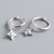 925 Sterling Silver Cute & Edgy Quadrilateral Star Silver Diamond Inlay Stud Earrings