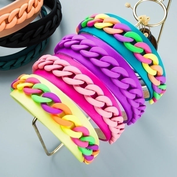 Jewelry Fashion Pastoral Style Wide-sided Color Chain Hairband