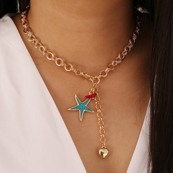 Women Starfish Alloy Electroplating Necklaces