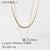 14k Stacked Snake Chain Stainless Steel Rhinestone Double Necklace Wholesale