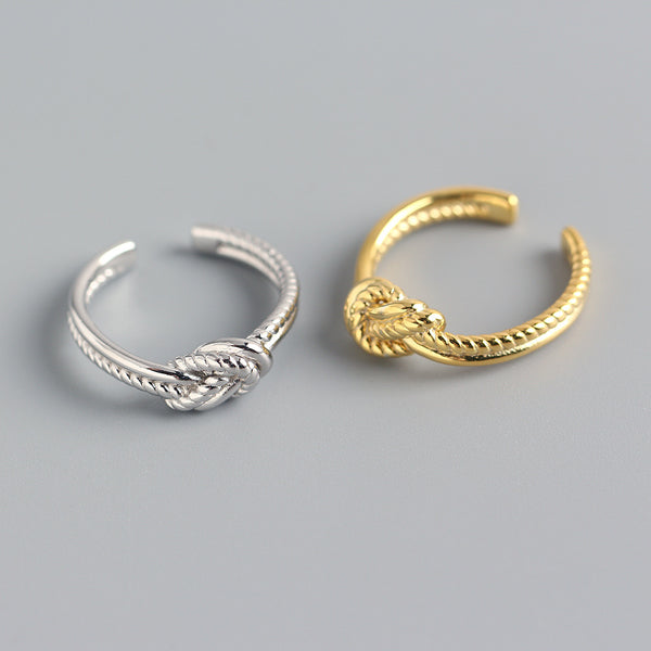 925 Sterling Silver Women Korean Knot Silver Gold Plating Rings