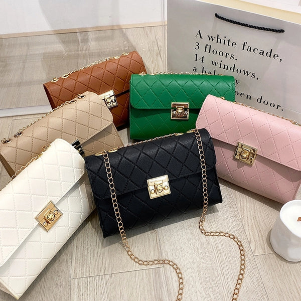 2022 New Style Rhombus Plaid Shoulder Chain Small Square Bag