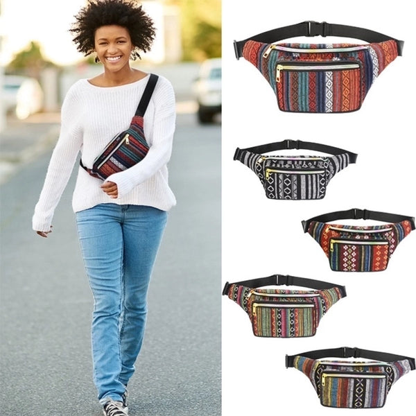 Women's Ethnic Style Color Block Polyester Waist Bags