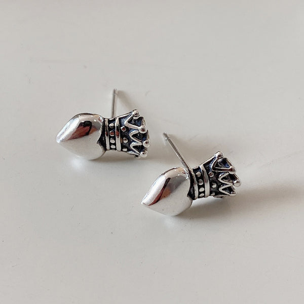 925 Sterling Silver Droplet Silver Pearl Inlay Stud Earrings