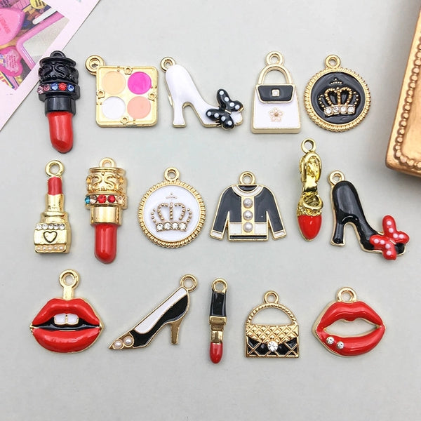 16 Models Per Model 1, 16/Bag 15*16mm 17*19mm 23*18mm Zinc Alloy Lipstick Lips High Heel Pendant