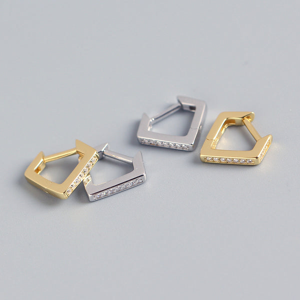 925 Sterling Silver Women Geometric Silver Earrings