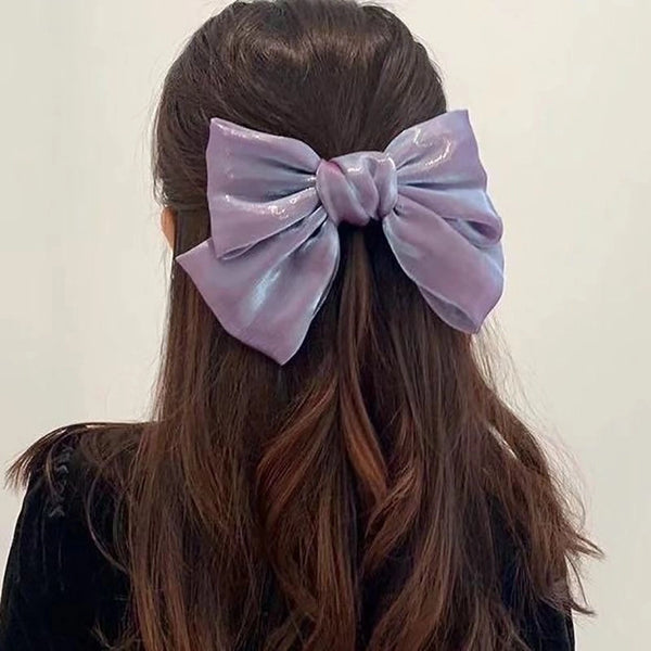 Fashion Solid Color Bow Knot Satin Hair Clip 1 Piece