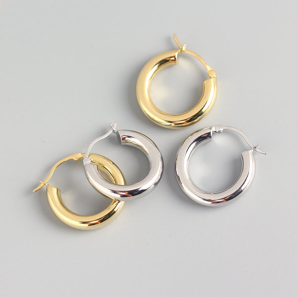 925 Sterling Silver Cute & Edgy Round Silver Earrings