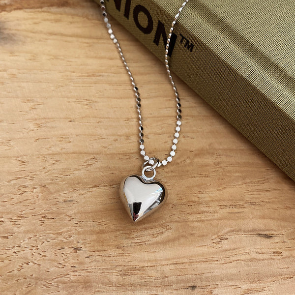 925 Sterling Silver Korean Heart Geometric Silver Necklaces