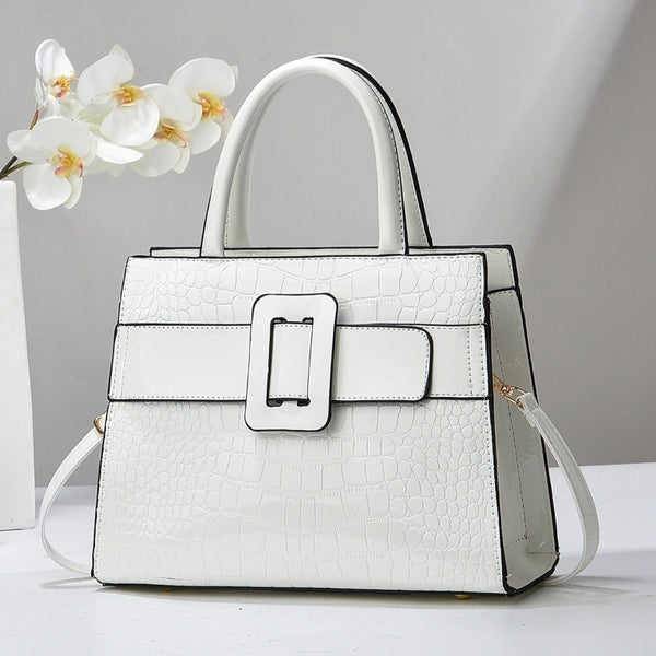 Women's Large Pu Leather Solid Color Crocodile Vintage Style Classic Style Zipper Tote Bag