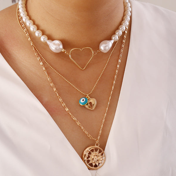 Women IG Style Heart Alloy Electroplating Necklaces