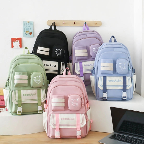 Waterproof Solid Color Casual School School Backpack