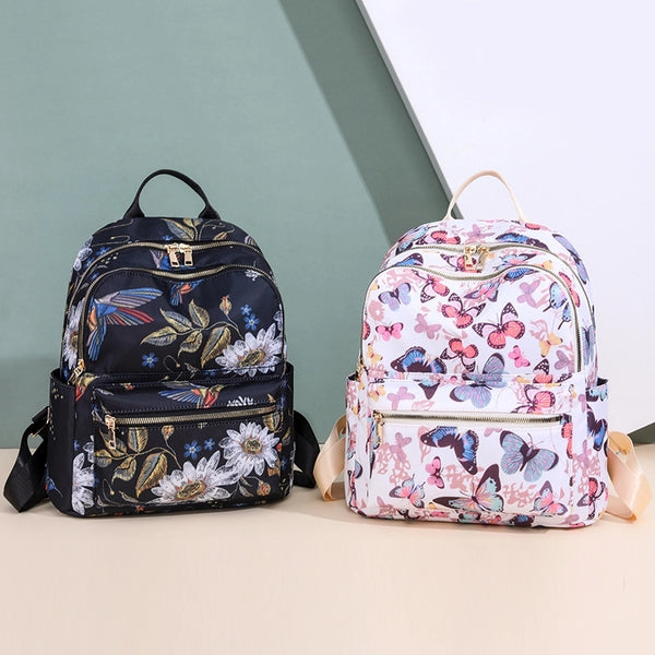 Waterproof Flower Butterfly School Daily School Backpack