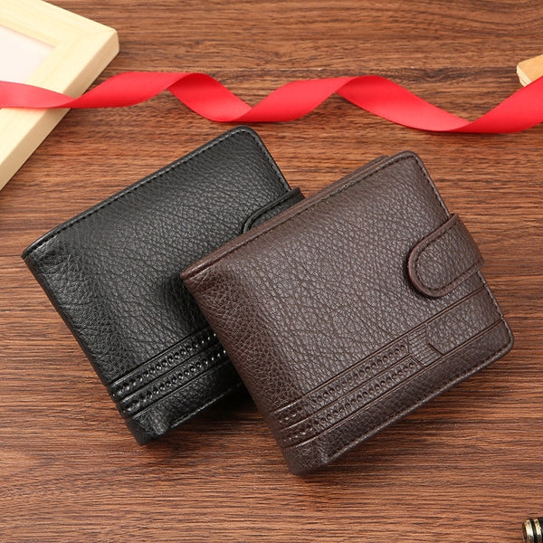 Men's Solid Color Pu Leather Open Small Wallets