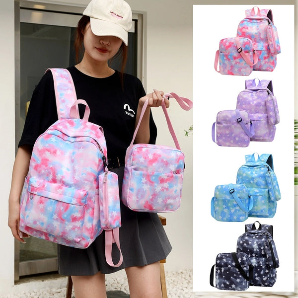 Large Capacity Fashion Backpack Daily Leisure Collocation Backpack College Style Two-piece Student Backpack