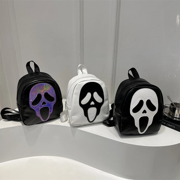 Fashion Personality Pu Soft Leather Fashionable Skull Halloween Backpack