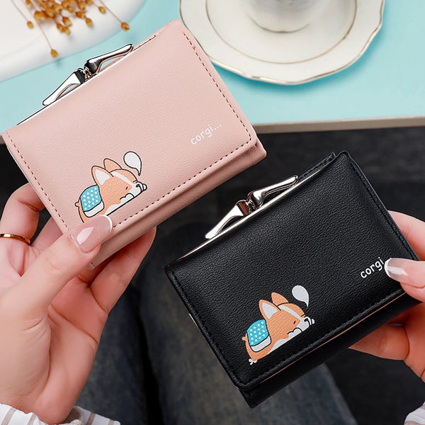 Women's Dog Pu Leather Hidden Buckle Wallets