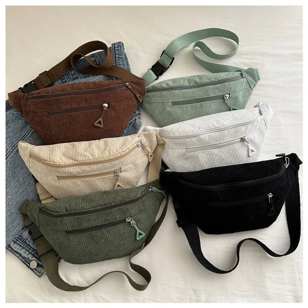 Women's Streetwear Solid Color Flannel Waist Bags