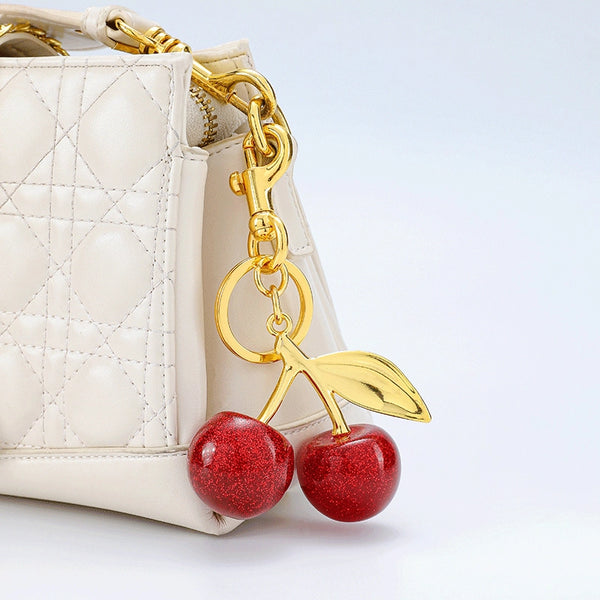 Minimalist Cherry Resin Unisex Bag Pendant Keychain