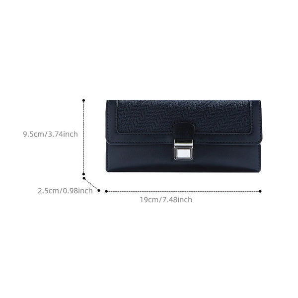 Women's Solid Color Pu Leather Lock Clasp Wallets