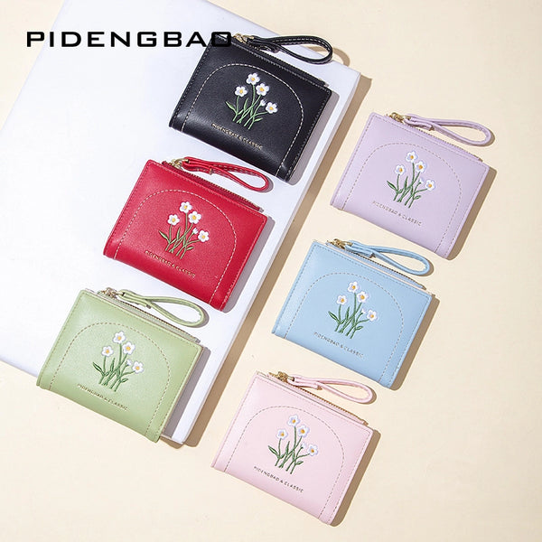 Women's Flower Pu Leather Zipper Wallets