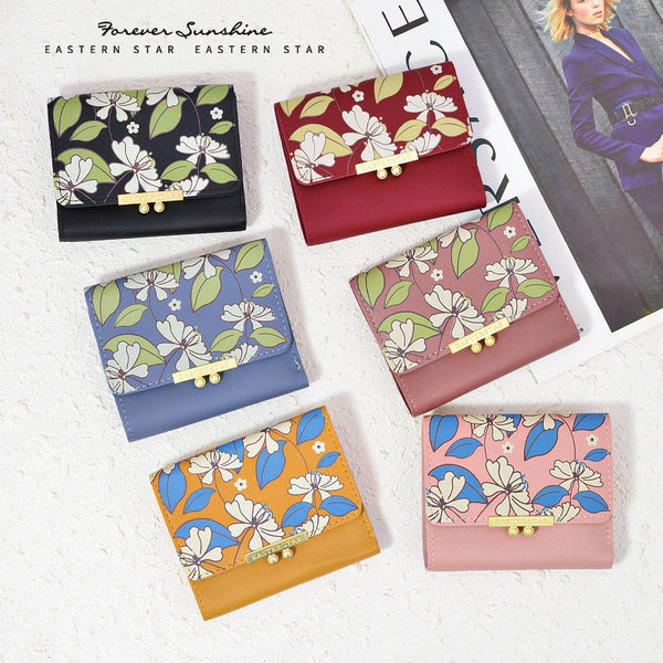 Women's Flower Pu Leather Hidden Buckle Wallets