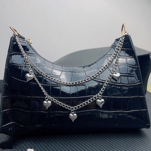 Alloy Heart Shape Butterfly Bag Chain