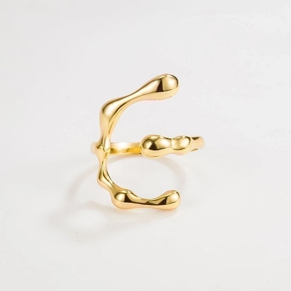 18K Gold Plated Silver Plated 925 Sterling Silver Geometric Water Droplets Wide Band Rings Open Rings Rings