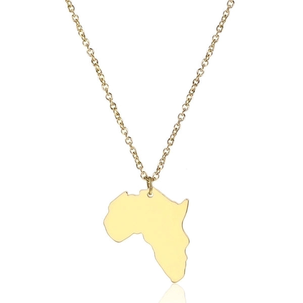 18k Fashion Simple Africa Map Stainless Steel Necklace Wholesale