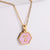 18k Gold Stainless Steel Pendant Inlaid Pink Shell Letter Necklace