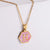 18k Gold Stainless Steel Pendant Inlaid Pink Shell Letter Necklace