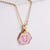 18k Gold Stainless Steel Pendant Inlaid Pink Shell Letter Necklace