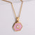 18k Gold Stainless Steel Pendant Inlaid Pink Shell Letter Necklace