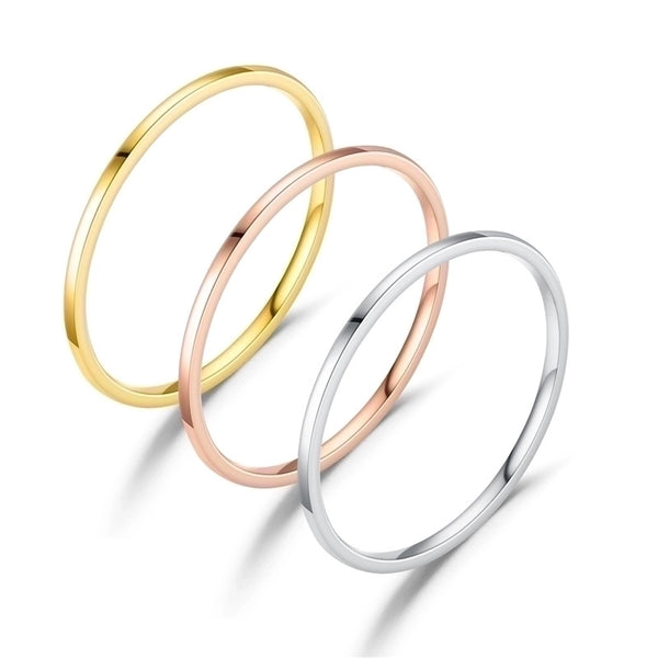 1mm Extra-fine Stainless Steel Smooth Arc Surface Ring Simple Titanium Steel Rose Gold Joint Ring