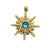 2 PCS/Package 304 Stainless Steel Zircon 14K Gold Plated Sun Pendant