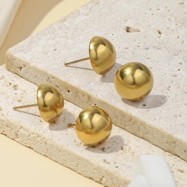 2 Pairs Ig Style Simple Style Solid Color Plating Stainless Steel 18k Gold Plated Ear Studs