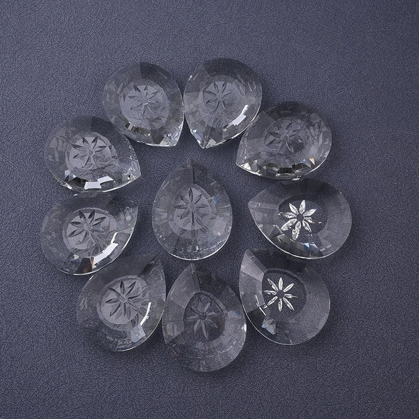 2 Pieces Per Pack 59*76mm Hole 2~2.9mm Glass Glittery Water Droplets Transparent Pendant Suncatcher Raw Material