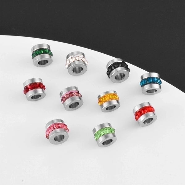 20 Pcs/package Minimalist Round Stainless Steel Epoxy Inlay Beads Jewelry Accessories