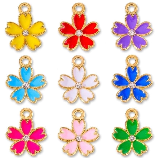 20 PCS/Package 14 * 17mm Alloy Rhinestones Flower Polished Pendant