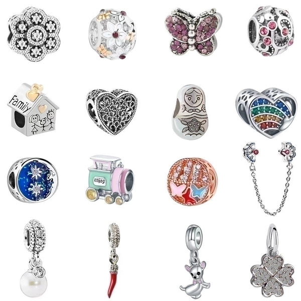 20 Pcs/package Sweet Simple Style Doll Heart Shape Butterfly Alloy Plating Chain Inlay Pendant Beads Jewelry Accessories